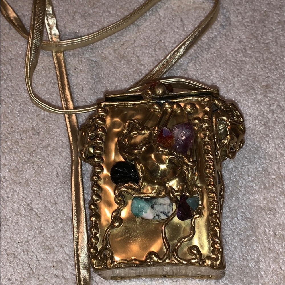 gold Metal crossbody purse